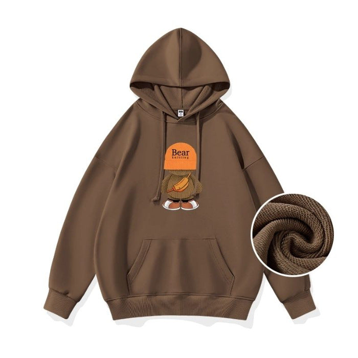 Cozy Cartoon Pocket Long Sleeve Pullover Women's Sweater