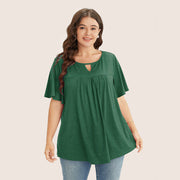 Lightweight Dark Green Summer Top – Loose Fit, Short Sleeves