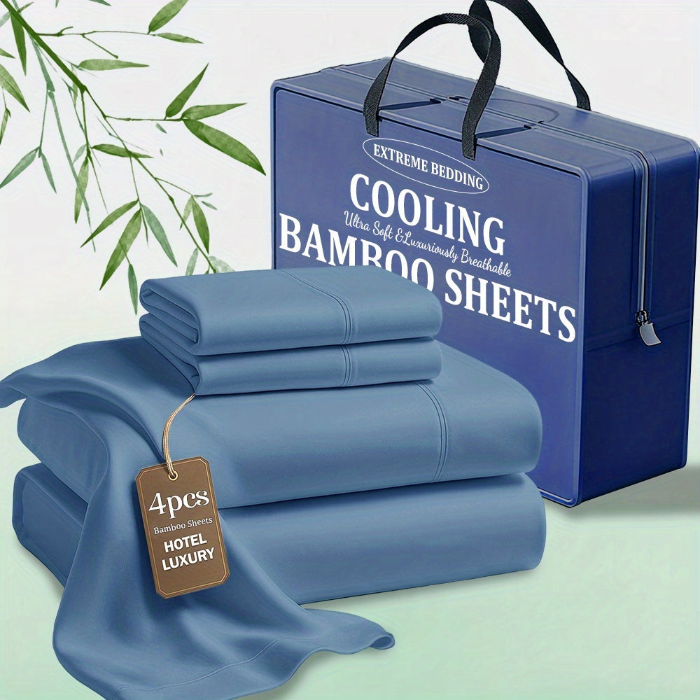 100% Viscose Derived From Bamboo Sheets Queen Size - Ultra Soft & Luxuriously Cooling, 17" Deep Pocket, Double Stitching, Perfect For Hot Sleepers - Queen Bed Sheets