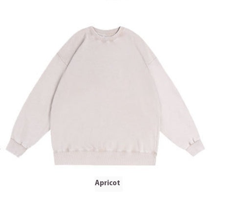 Washed Vintage Round Neck Cotton Long Sleeve Sweatshirt