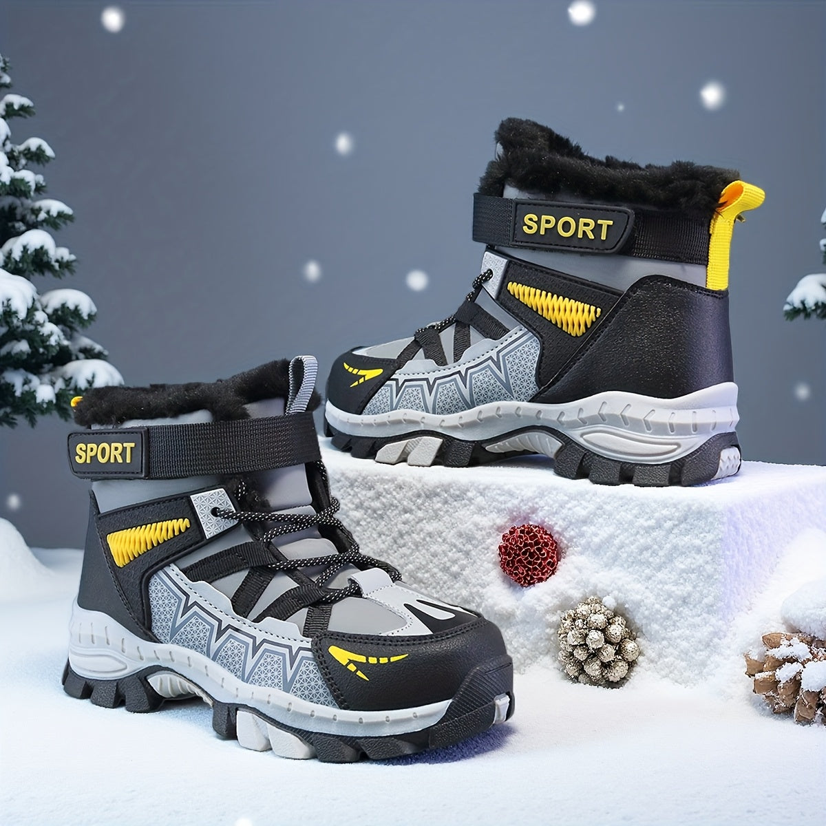 Boys Snow Boots – Multi‑Color Casual High‑Top, Thickened Warm Winter Design for Hiking, Skiing & Running