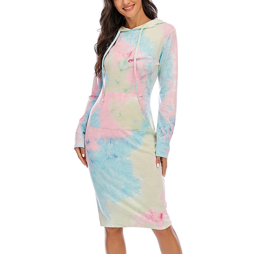 Vibrant Tie-Dye Hooded Long Sleeve Sweatshirt