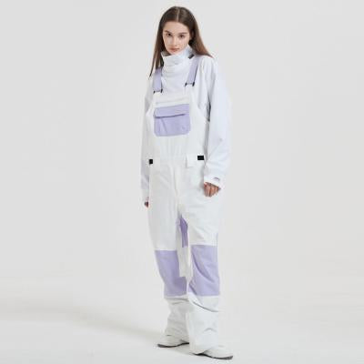 Veneer Strap Waterproof And Hard-wearing Contrast Color Ski Suit