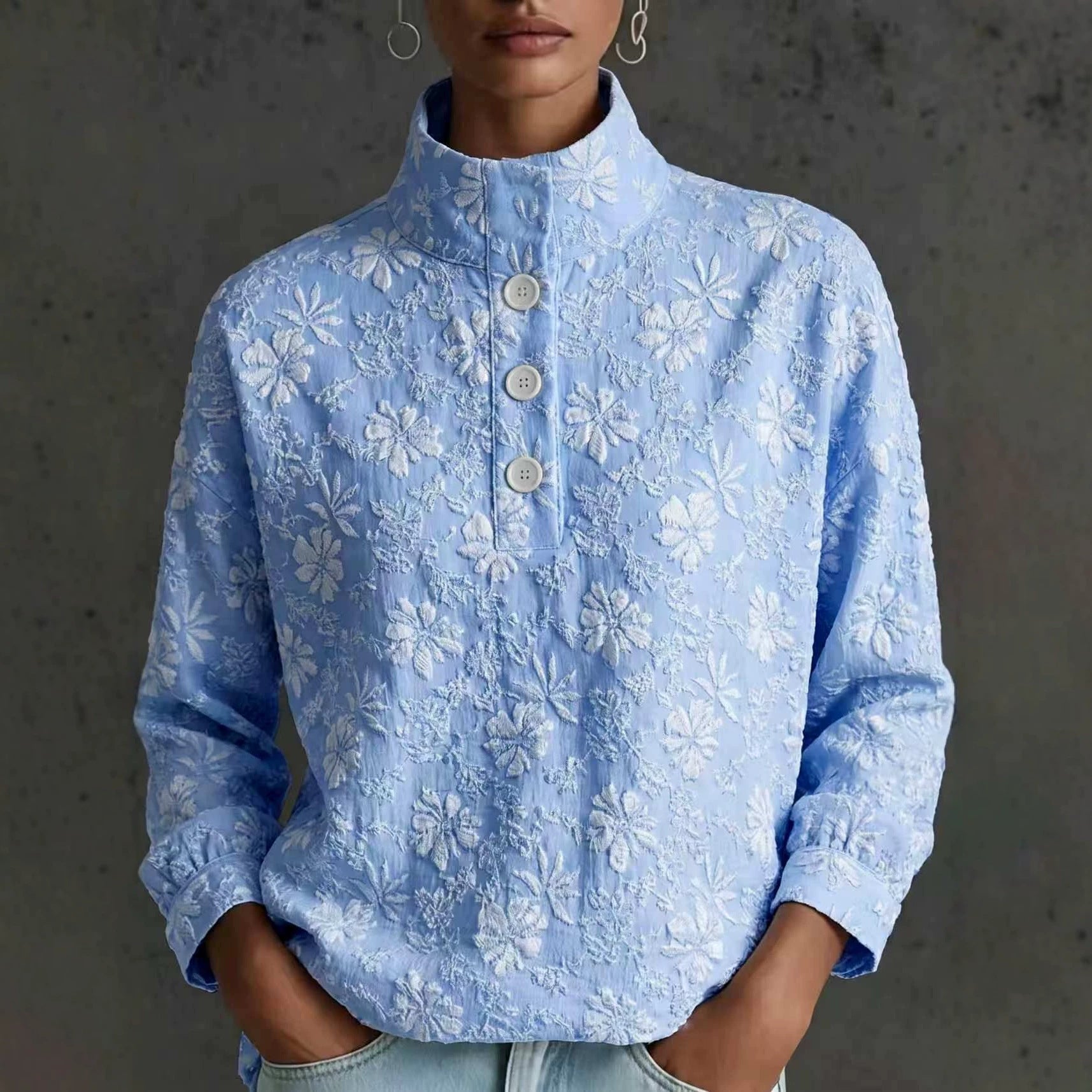 Drop-Shoulder Long-Sleeve Pullover Top