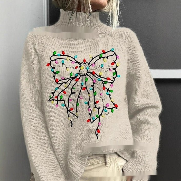 High-neck Christmas Lapel Totem Long-sleeve Sweater