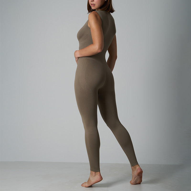 Seamless Zip-Front Fitness Jumpsuit & Body Shaper