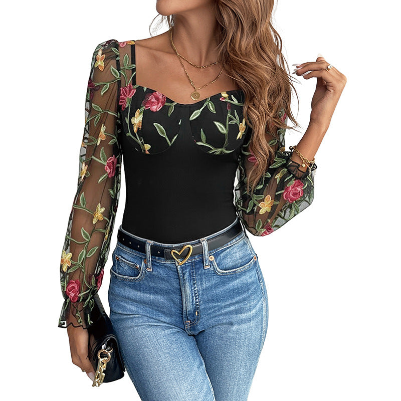 Elegant New Mesh-embroidered Jumpsuit