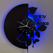 1pc Black Rose Themed Vinyl Wall Clock with LED Lights, Silent, Irregular Shape, Flat Crown, Decorative Art Clock for Home, Office, Hotel, Bar, Christmas, Birthday, Graduation - AA Battery Operated (Not Included)