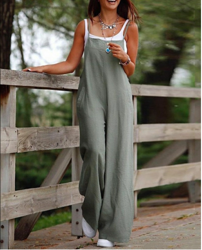 Women's Casual Wide-Leg Pocket Jumpsuit