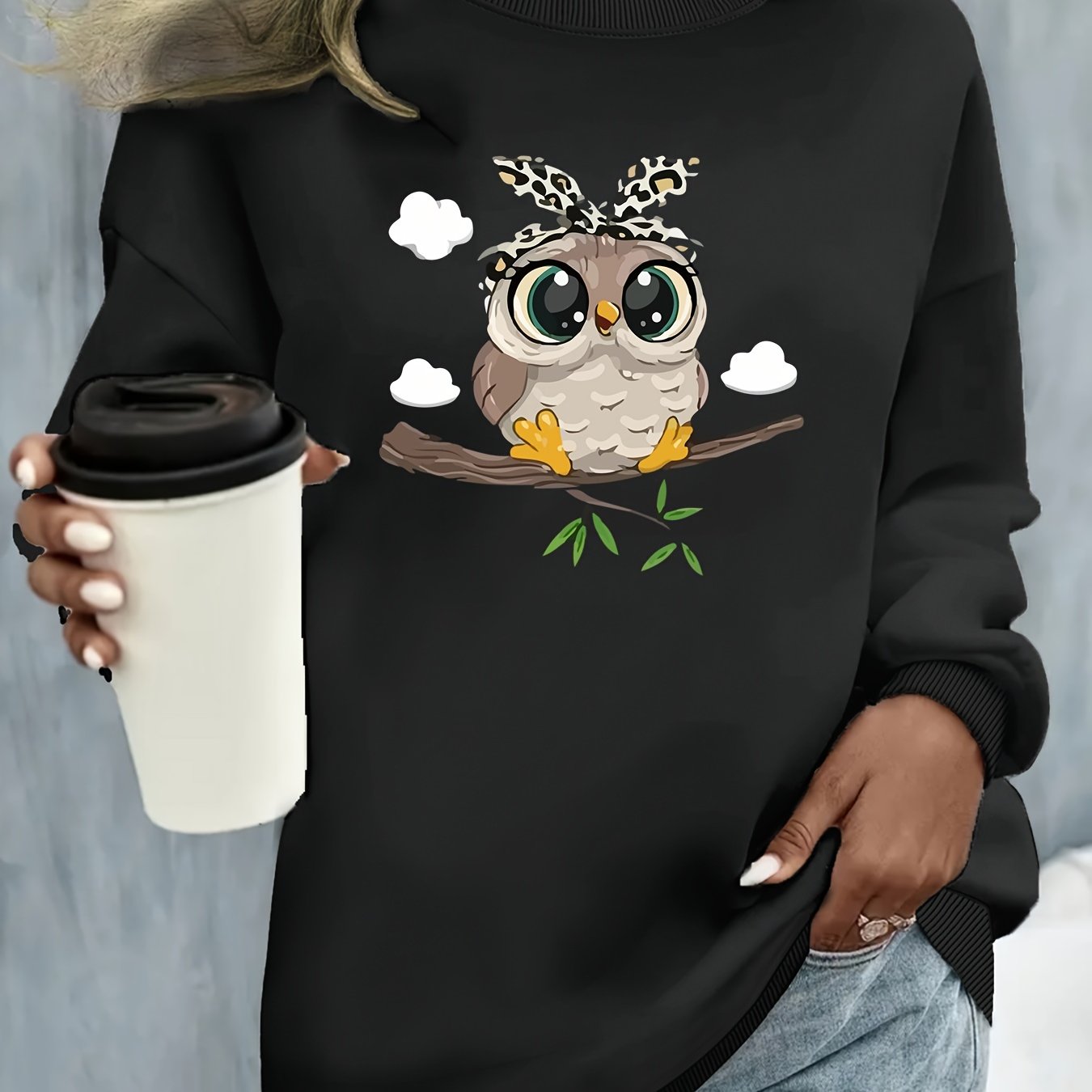 Plus Size Women's Crew Neck Sweatshirt