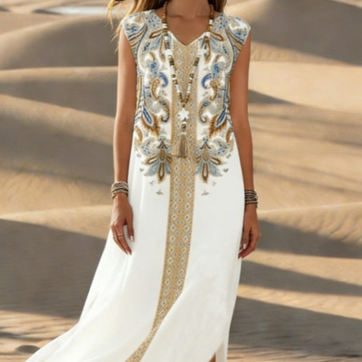 Retro Ethnic Style Dress - Women's Casual Long Sleeve Maxi Dress fo…