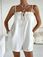 Womens Ice Silk Wrinkled Pure And Alluring Style Fashionable Suspender Jumpsuit