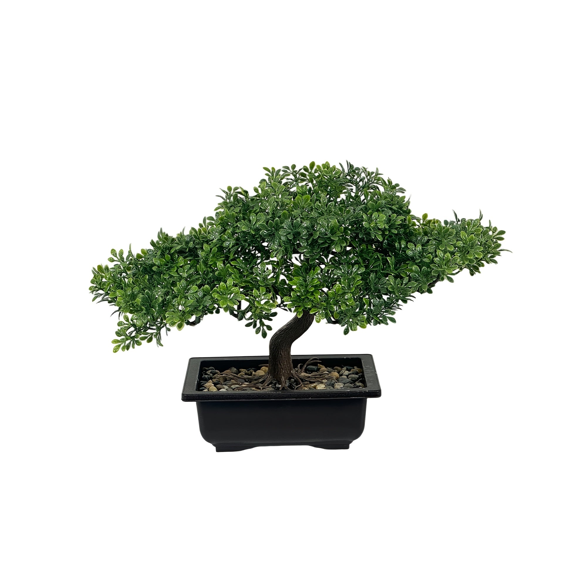 Artificial aglaia odorata bonsai with stone accent for tabletop decor