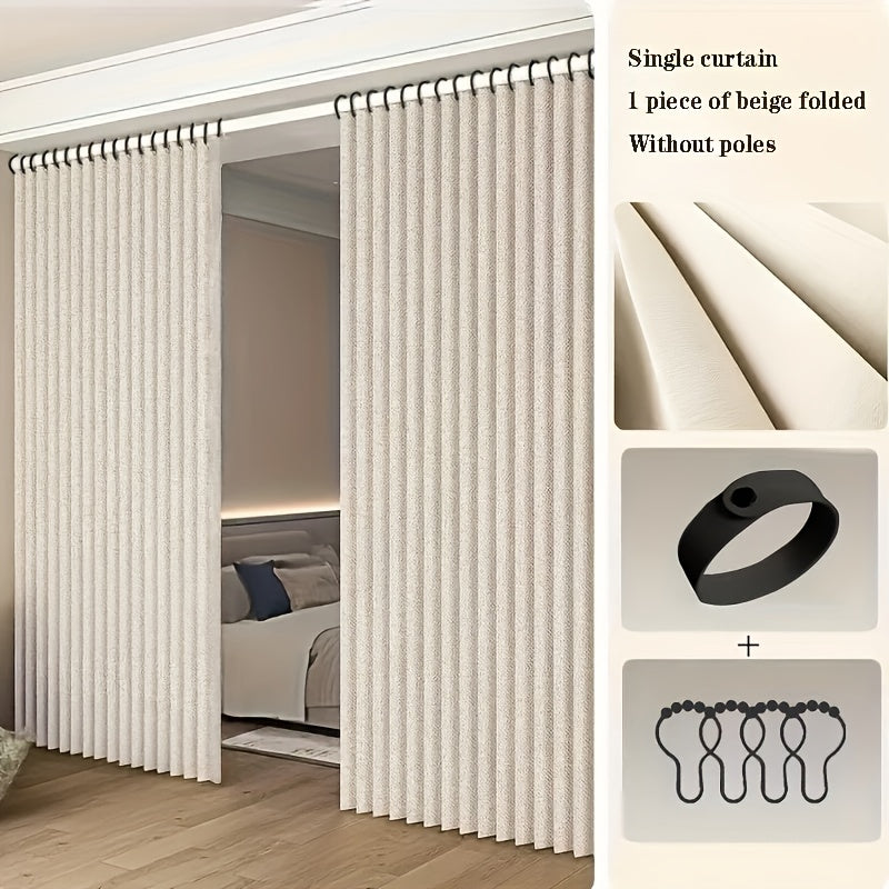 [2D Door Curtain] 1pc Poleless Bohemian Style/Heat-Resistant Fixed Shaped Partition Curtain, Living Room Screen, No-Drill Folding Invisible Window Door Curtain, Bedroom Room Divider Privacy Covering…