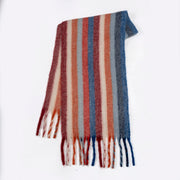 Warm Rainbow Color-Blocking Striped Scarf
