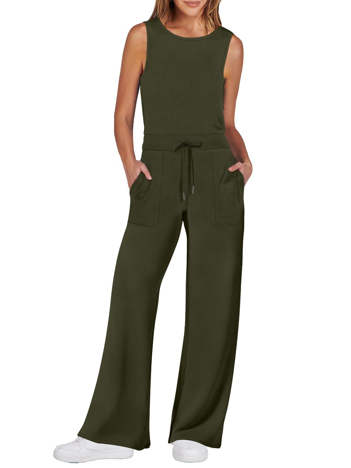 Slimming Sleeveless Casual Jumpsuit with Pockets