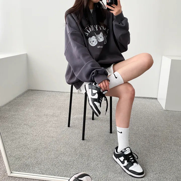 Plus Size Korean Style Pullover Hoodie
