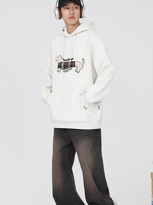Cute Sausage Dog Embroidered Pullover Hoodie