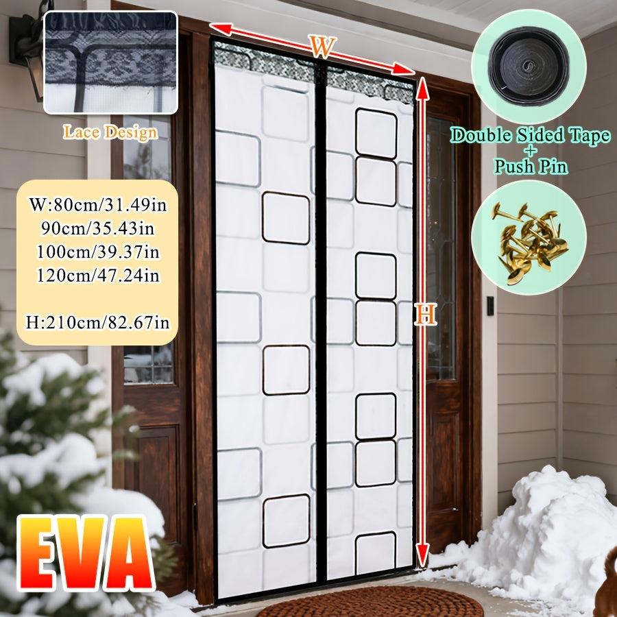 Classic Country-style Eva Polyethylene Air Conditioner Door Curtain, Magnetic Closure, Windproof, Blocks Cold Air, Smoke Barrier, Easy to Install, Suitable for All Seasons, Waterproof, Unlined, Plain