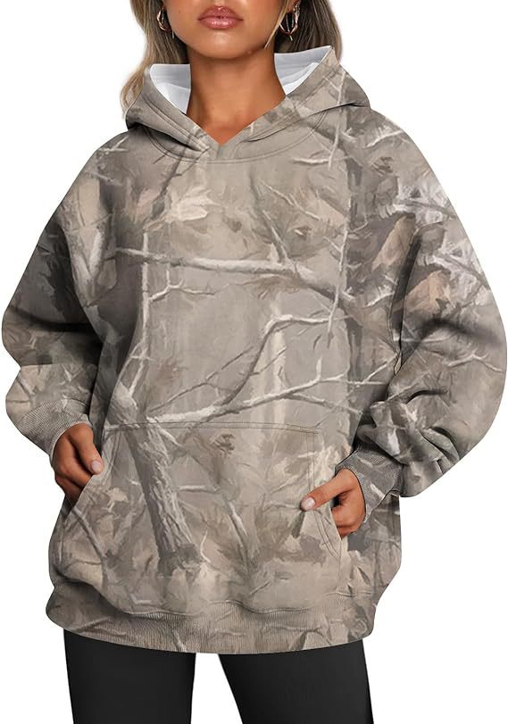 Women's Oversized Maple Leaf Camo Sports Hoodie