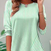 Plus Size Women's Cardigan Asymmetric Stripes Patchwork Top
