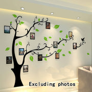 1 Set Photo Wall Acrylic Decal, Creative Tree Silhouette Green Leaves Self-Adhesive Removable Waterproof Decorative Wall Sticker, Share Your Memory, For Entryway, Porch, Living Room, Bedroom, Home…