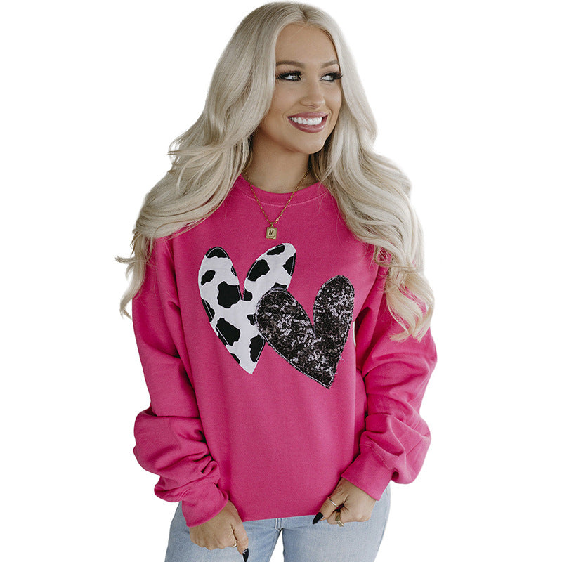 Women's Loose Printed Round Neck Long Sleeve Sweater