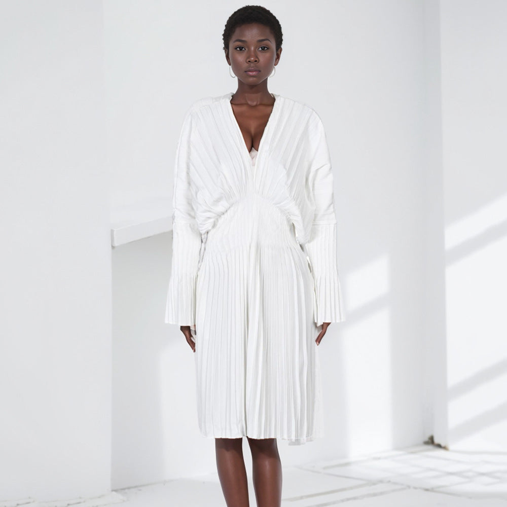 Womens Relaxed-fit Long-sleeve Casual Dress