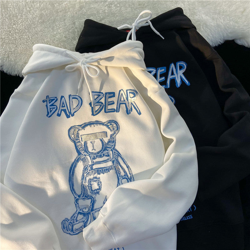 Oversized Hip-Hop Bear Hoodie | Korean Streetwear Pullover