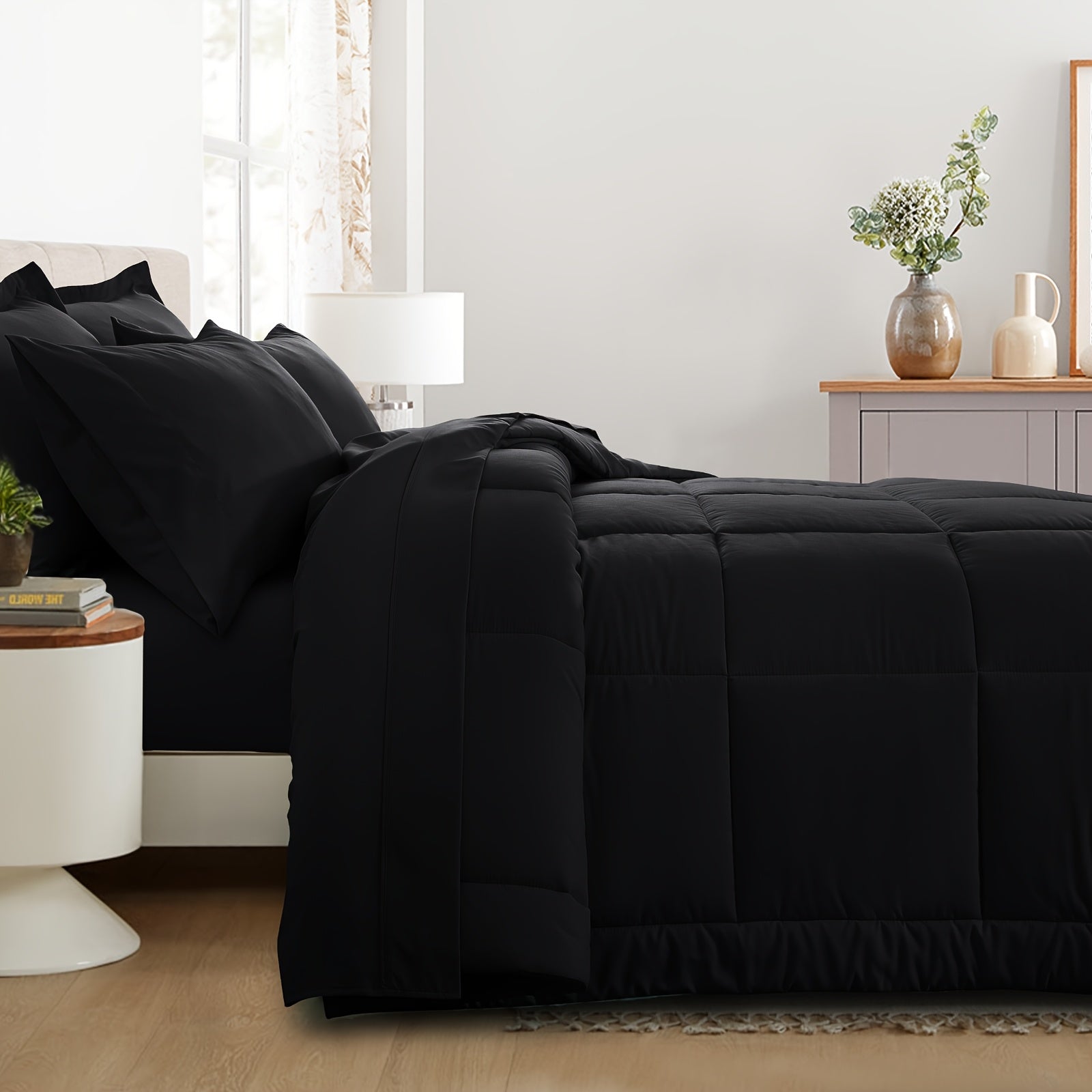 7pcs Ultra-Soft Bed In A Bag, Down Alternative Bedding Sets With All Season Quilted Comforter, Flat Sheet, Fitted Sheet, Pillowcases -Gifts For The Family And Friends