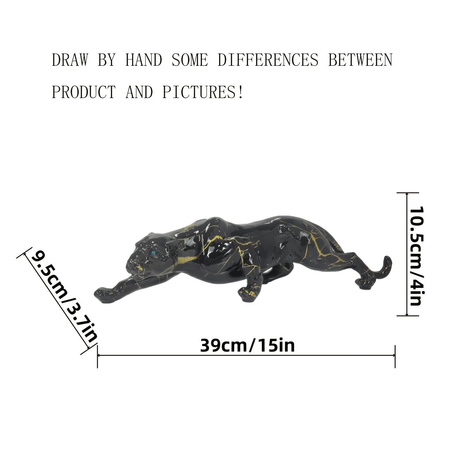 1pc Black Leopard Statue - Modern Resin Animal Sculpture with Dynamic Pose, Elegant Home Decor for Living Room, Office, Bookshelf - Durable Indoor/Outdoor Decoration