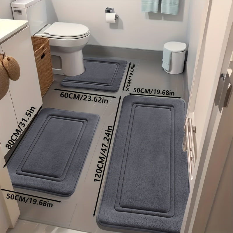 3pcs Ultra-Absorbent Bath Mats, Non-Slip Bathroom Floor Mats, Ultra Soft and Comfortable Premium Bath Blankets, Bathtub, Shower, Bathroom Accessories, Bathroom Decor, Home Decor Floor Mats...