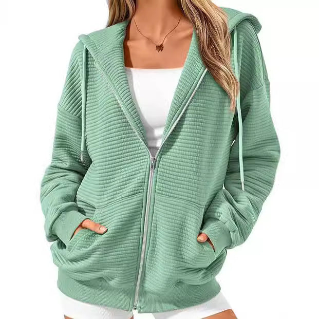 Women's Long-Sleeve Zip Hooded Athletic Sweatshirt