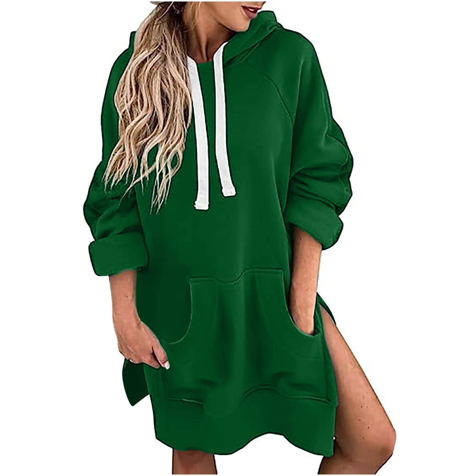 Cozy Drawstring Long Sleeve Women's Solid Casual Sweater