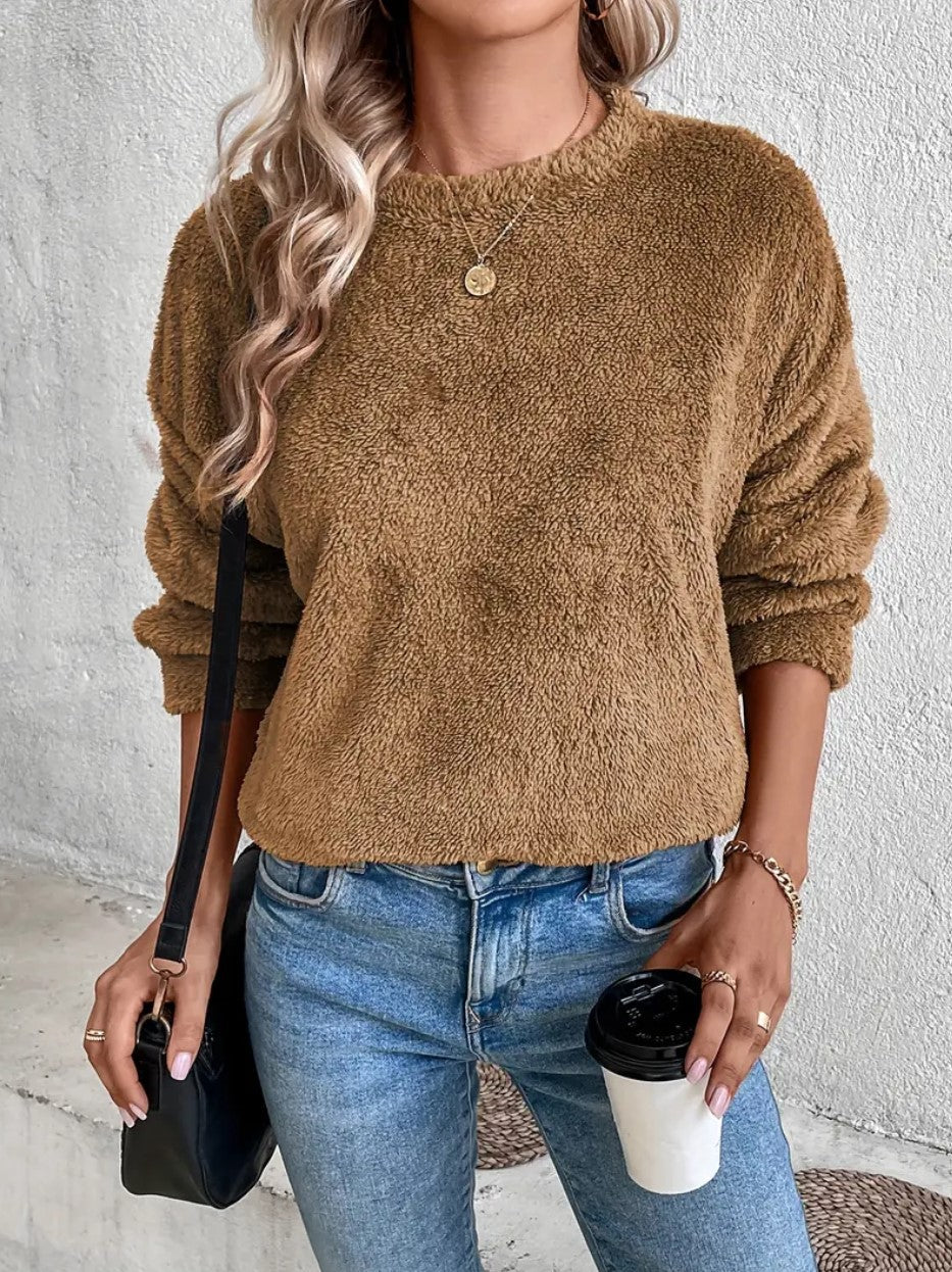 Cozy Double-Sided Fleece Casual Sweatshirt for Women