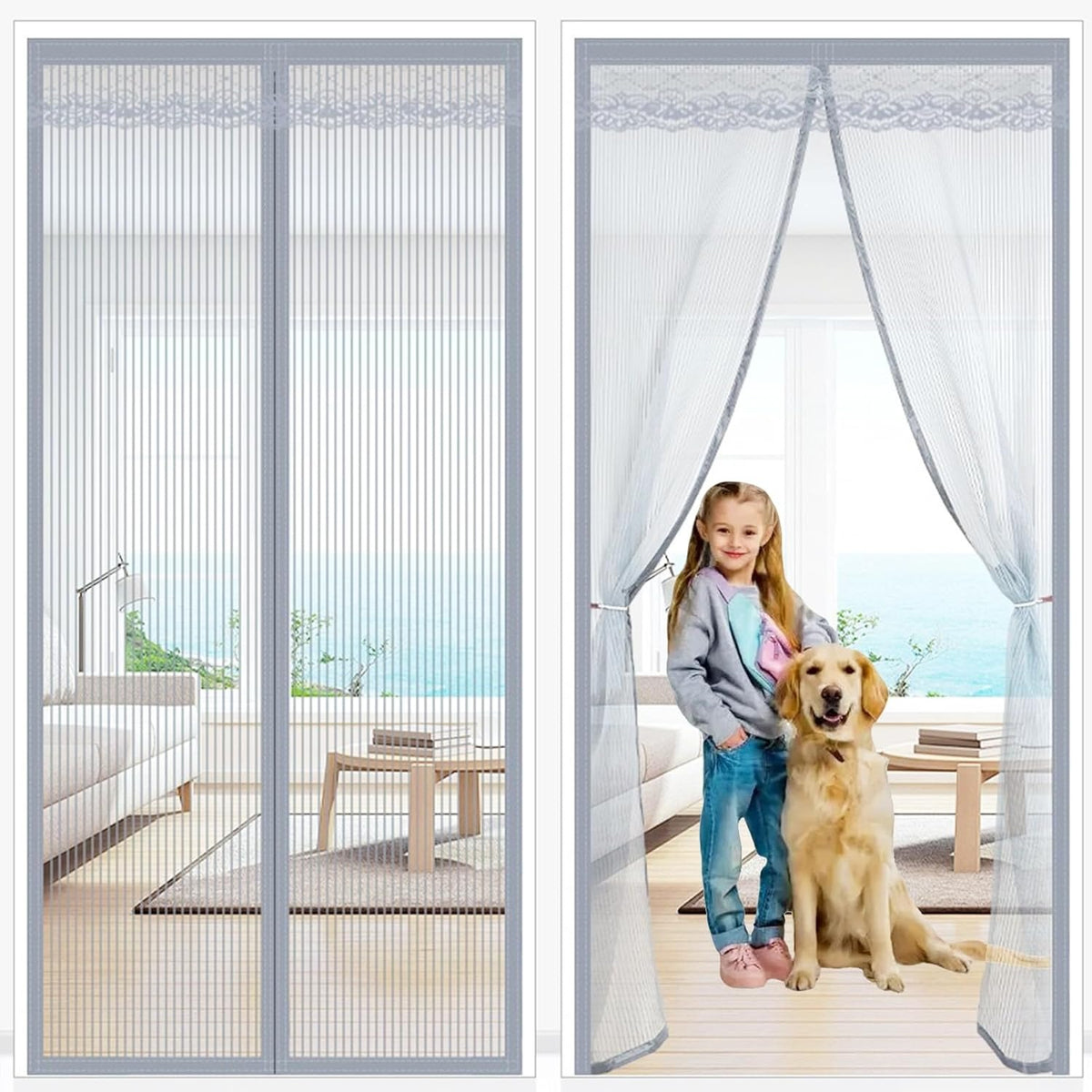 Magnetic Mosquito-proof Screen Door, Breathable and Insect-resistant, Easy to Install Without Drilling, Magnetic and Quiet, Suitable for Kitchen Doors, Bedroom Doors, Balcony Doors, and Living Room Do