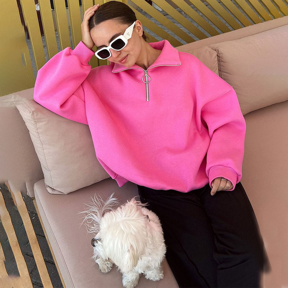 Women's Casual Zip-Up Hoodie & Loose Sweatshirt