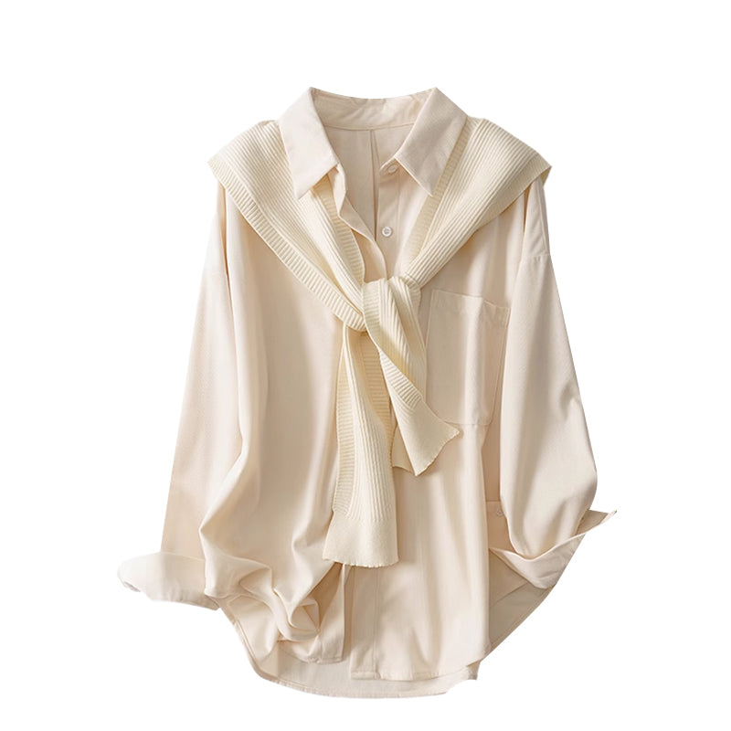 Large Size Premium And Age Reducing Knitted Shawl Shirt