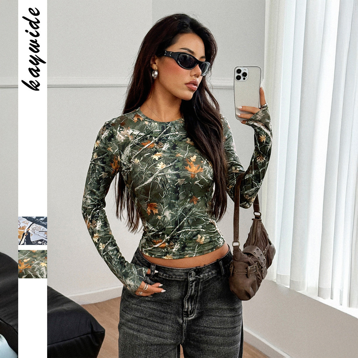 Hot Girl Style Printed Long-sleeved T-shirt Women's Clothing