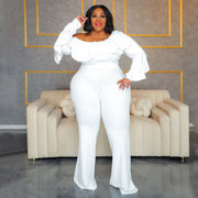 Chic Off-Shoulder Plus-Size Loose Jumpsuit