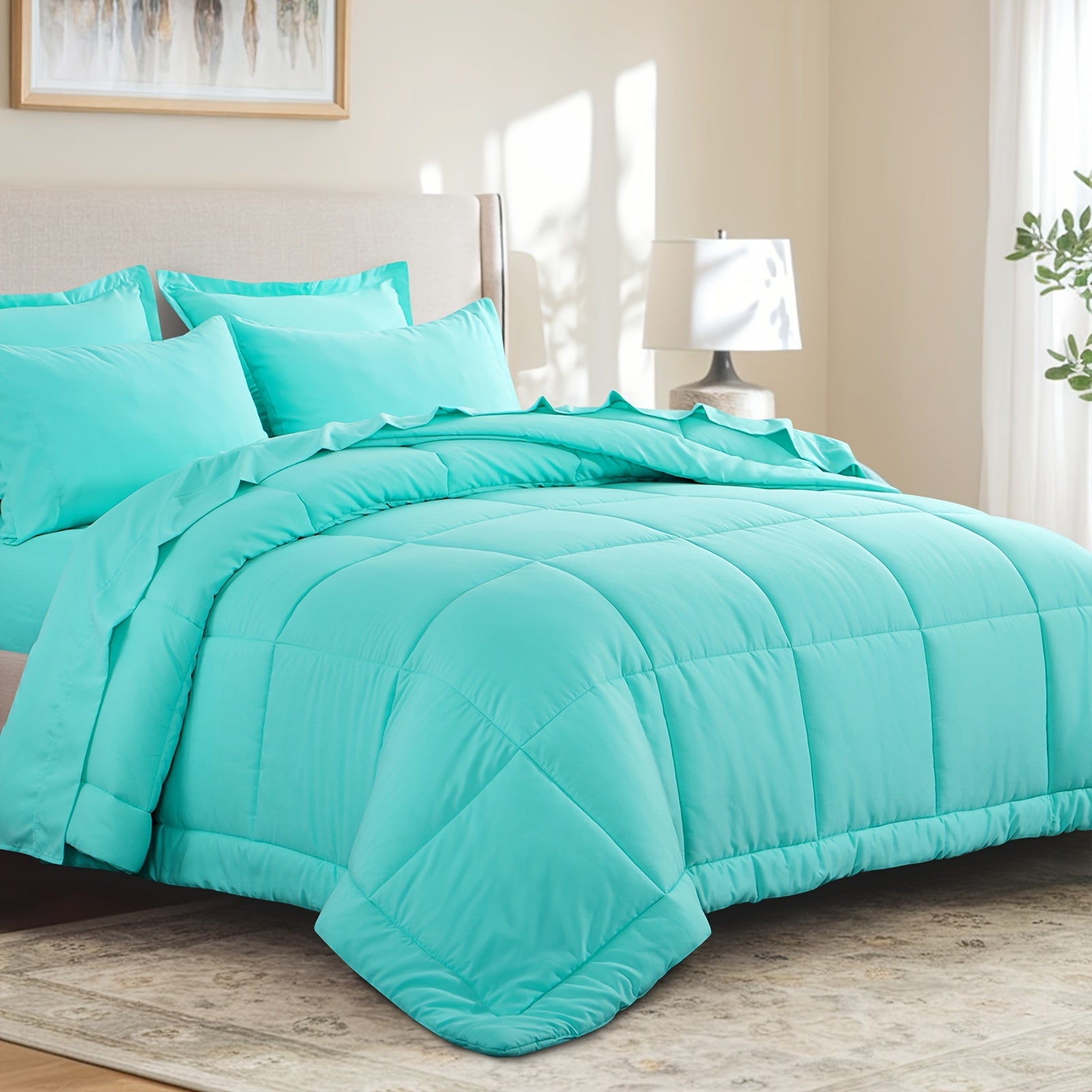 7pcs Ultra-Soft Bed In A Bag, Down Alternative Bedding Sets With All Season Quilted Comforter, Flat Sheet, Fitted Sheet, Pillowcases -Gifts For The Family And Friends