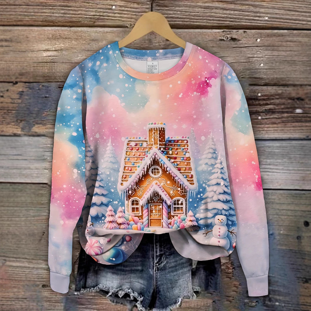 Festive Christmas Snowman Graphic Pullover Sweater