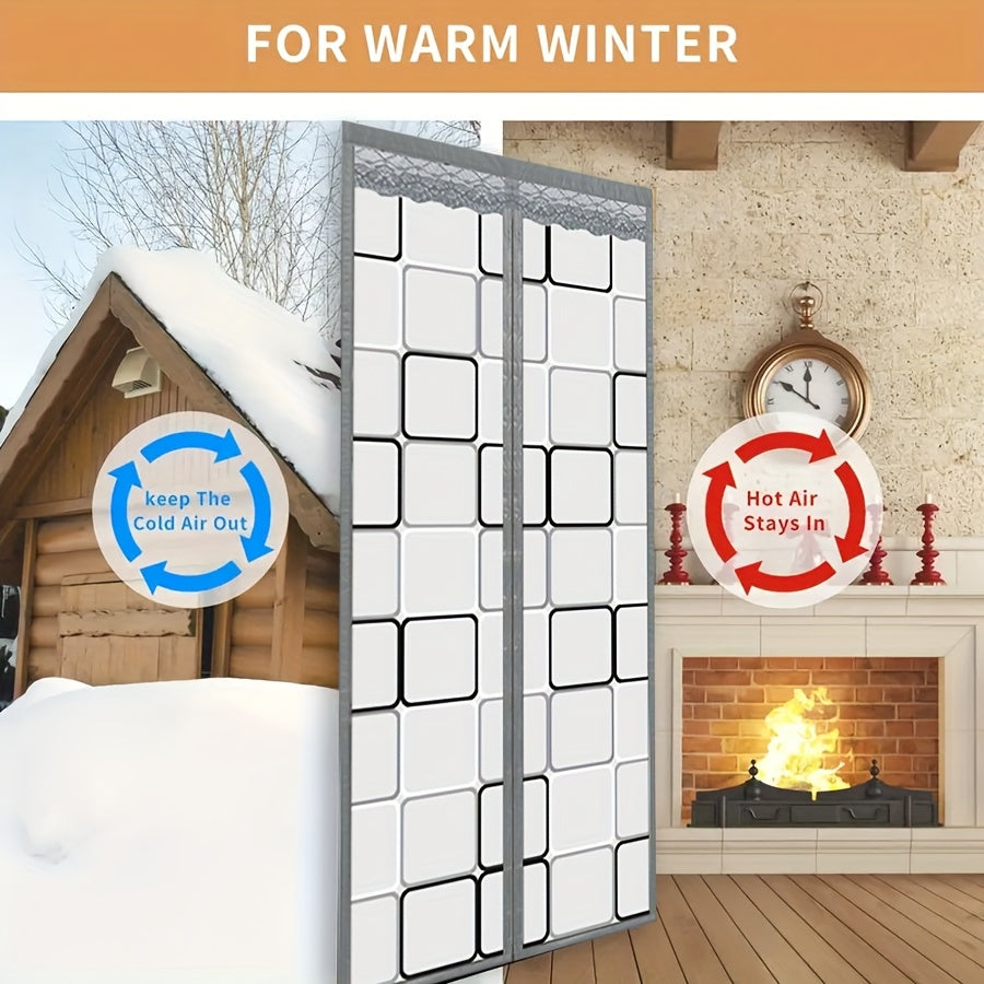 Magnetic Eva Air Conditioner Insulation Door Curtain, Lace Top Windproof Thermal Seal Screen Door, Weighted Bottom Hands Free Auto Close Door Screen, Anti Mosquito Energy Saving Partition Curtain for