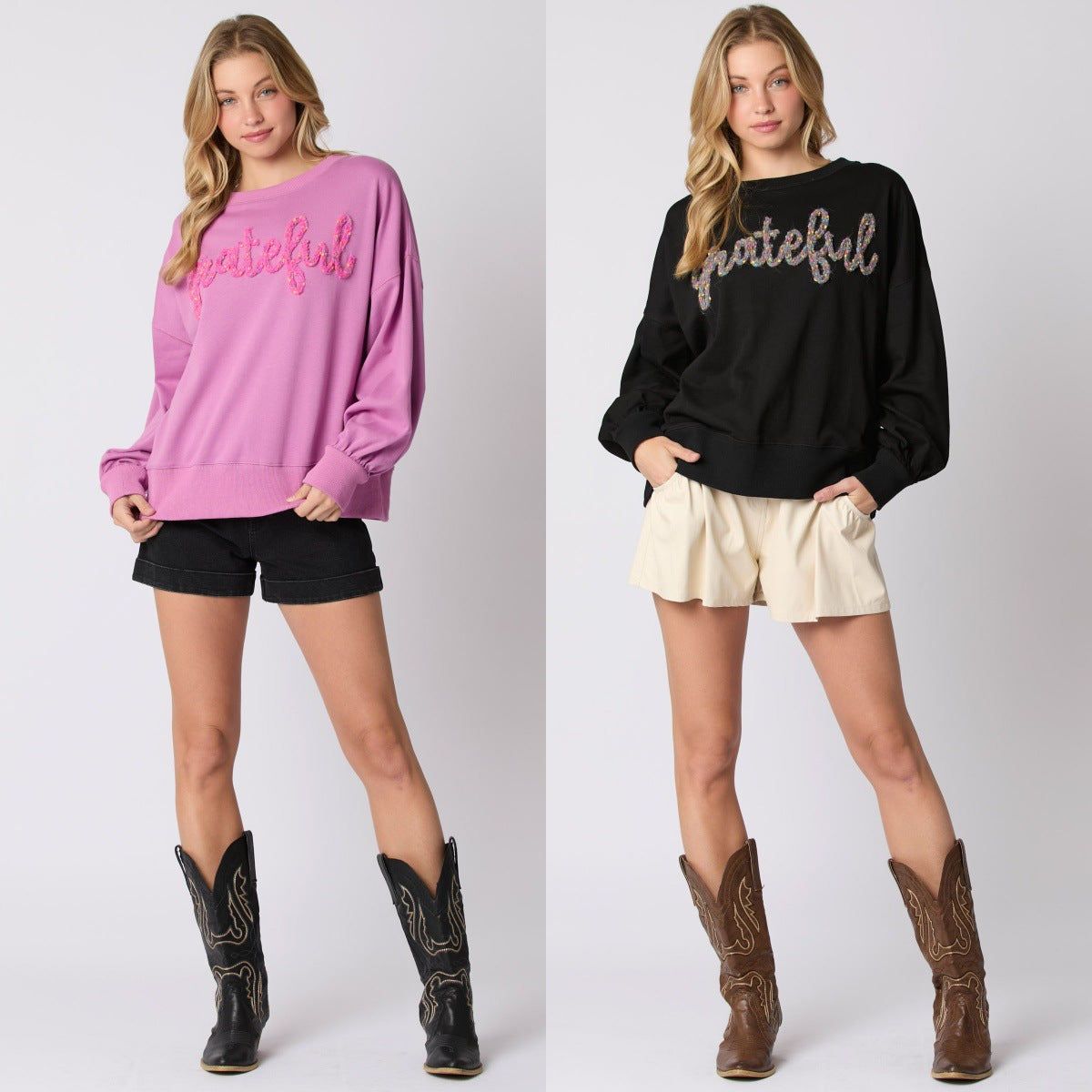 Women's Thanksgiving Alphabet Embroidered Loose Casual Sweater