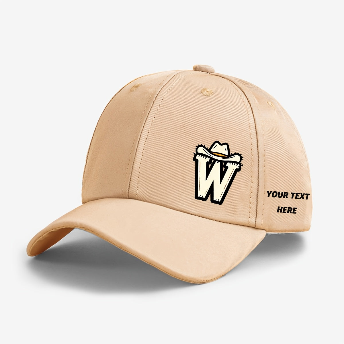 Kids Cowboy Style Baseball Cap with Letter Print and Custom Side Text, Lightweight and Comfortable (Ages 5-10)
