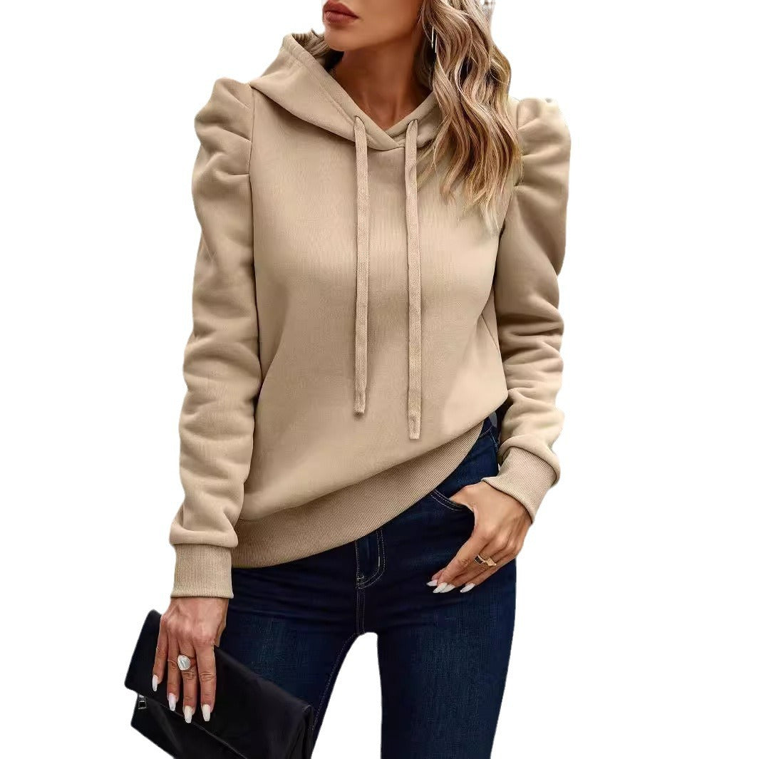 Casual Hooded Solid Color Women's Sweatshirt
