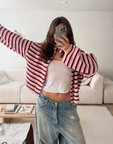 Womens Round-neck Sweater Coat for Autumn and Winter Warm and Casual