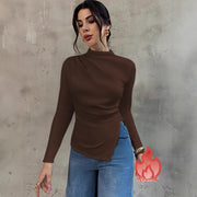 Slim-Fit German Fleece Base Layer Top – Warm Semi-High Neck Tee