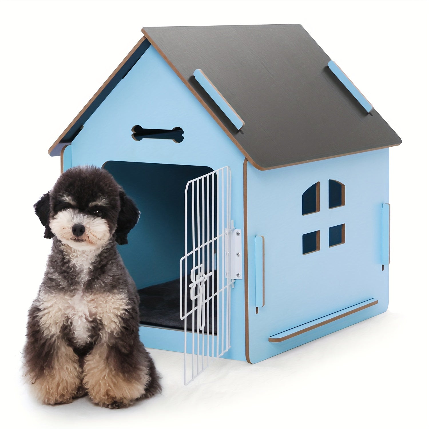 Dog House Indoor For Small Dogs Or Cats, Cozy Wooden Design, Small Indoor Bed House, With Air Vents And Elevated Floor Warm Dog Cave