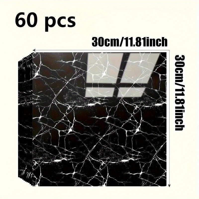 20/40/60pcs Glossy Marble Pattern Imitation Ceramic Tile Self-Adhesive Wall Stickers, Peel and Stick, Waterproof for Living Room Kitchen Backsplash Bathroom Home Wall Decals, Not Suitable for High…